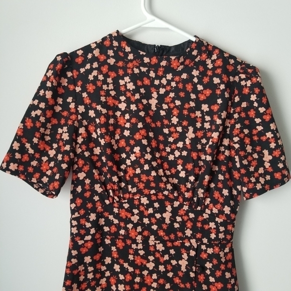 ASOS Floral Short Sleeve Midi Dress Black/ Red Size 4 - Picture 10 of 11